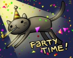 ambiguous_gender clothing confetti hat headgear headwear noisemaker party_hat quadruped solo tail nedroid party_cat domestic_cat felid feline felis mammal 5:4 meme