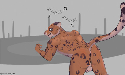 anthro butt looking_back male presenting presenting_hindquarters solo mariston felid feline leopard mammal pantherine hi_res