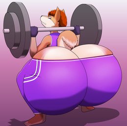 big_butt butt butt_cleavage curvy_figure exercise female huge_butt hyper hyper_butt nipples simple_background slightly_chubby slightly_chubby_female solo thick_thighs voluptuous weightlifting wide_hips workout jonhexelleirr absurd_res hi_res shaded