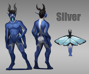 antennae_(anatomy) digitigrade gradient grey_background humanoid_pointy_ears insect_wings male multi_limb pointy_ears simple_background solo wings trunorth silver_(xexusthesilver) arthropod humanoid insect lepidopteran moth 6:5