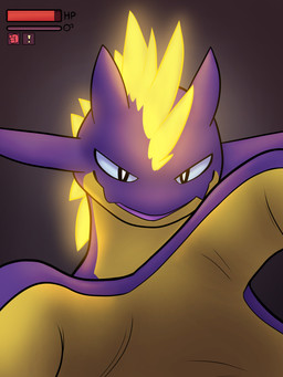 asphyxiation choking dominant exclamation_point first_person_view gameplay_mechanics grin gui hand_on_face hand_on_neck health_bar holding_character hud imminent_death looking_at_viewer neck_grab open_mouth peril purple_body reaching_towards_viewer simple_background smile solo strangling bitcoon nintendo pokemon amped_toxtricity generation_8_pokemon pokemon_(species) toxtricity 2019 3:4 absurd_res digital_media_(artwork) hi_res