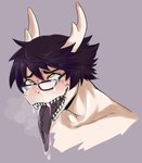 ahegao anthro antlers blush bodily_fluids cum cum_on_face eyewear genital_fluids glasses hair horn long_tongue looking_pleasured male open_mouth open_smile smile solo tongue tongue_out ehbear mythology dragon mythological_creature mythological_scalie scalie hi_res