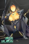 anus black_body bodily_fluids breasts butt cape claws clothing cum cum_in_pussy cum_inside female genital_fluids genitals machine nipples orange_body pussy simple_background solo spread_pussy spreading thick_thighs vaginal_fluids arcus_valarian endless_space_2 humanoid robot robot_humanoid vodyani hi_res