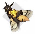 anthro black_hair breasts female fur grey_body grey_fur hair non-mammal_breasts simple_background solo wings yellow_eyes f-r95 molly_(f-r95) arthropod death's-head_hawkmoth hawk_moth insect lepidopteran moth 2019 digital_media_(artwork) hi_res