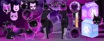 anthro blue_eyes butt femboy hair male open_mouth paws prosthetic purple_hair solo lollipopfears suerte deity domestic_cat felid feline felis mammal absurd_res hi_res model_sheet shaded soft_shading