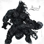 animal_genitalia animal_penis anthro balls big_balls big_penis black_body black_penis equine_genitalia equine_penis genitals huge_penis male medial_ring muscular muscular_anthro muscular_male nipples nude_anthro nude_male penis simple_background solo standing thick_penis white_background shepherdart marvel venom_(marvel) equid equine horse mammal hi_res