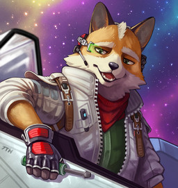anthro arwing belt belt_buckle black_lips black_nose buckle cheek_tuft clothing electronics eyebrows facial_tuft fur gloves green_clothing green_eyes green_topwear gums handwear headgear holding_object holding_tool jacket light lips logo looking_down male microphone multicolored_body multicolored_fur nebula open_mouth orange_body orange_fur red_scarf rolled_up_sleeves scarf scouter screwdriver sitting solo space spacecraft star teeth tongue tools topwear tuft vehicle white_body white_clothing white_fur white_jacket white_topwear zipper 7theaven nintendo star_fox star_fox_(2026) fox_mccloud canid canine fox mammal red_fox true_fox 2026 artist_logo colored hi_res lighting shaded