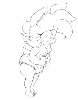 anthro barefoot breasts clothed clothing diaper diaper_only eyelashes feet female hair hands_together nervous simple_background solo standing tail topless wearing_diaper sophiepoof sega sonic_the_hedgehog_(series) fan_character sophie_(argento) eulipotyphlan hedgehog mammal monochrome