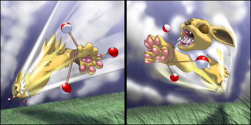 anus bdsm bolas bondage bound butt captured electric feet feral feral_bondage fur male open_mouth pawpads paws solo text tongue trap_(contrivance) trapped yellow_body yellow_fur raptorroper nintendo pokemon eeveelution generation_1_pokemon jolteon pokemon_(species) 2:1 absurd_res comic digital_drawing_(artwork) digital_media_(artwork) english_text hi_res