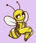 antennae_(anatomy) anthro erection genitals male nude penis solo stinger stripes touching_penis wings yellow_body screwroot arthropod bee hymenopteran insect