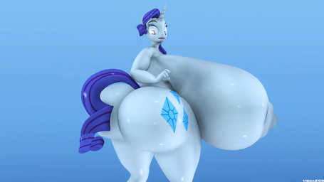 anthro big_breasts big_butt breasts butt female horn huge_breasts huge_butt hyper hyper_breasts hyper_butt nipples nude solo mega2019 friendship_is_magic hasbro my_little_pony mythology rarity_(mlp) equid equine mammal mythological_creature mythological_equine unicorn 16:9 3d_(artwork) digital_media_(artwork) widescreen