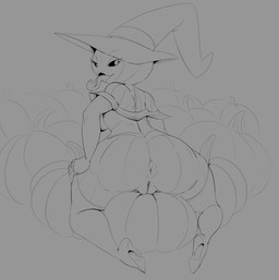 anus big_butt boots breasts butt clothing female female_humanoid food footwear for_a_head fruit genitals high_heeled_boots high_heels huge_butt legwear not_furry plant pumpkin pumpkin_butt pumpkin_head pumpkin_witch shoes solo thigh_boots thigh_highs vulva thecon lady_plumpkin elemental_creature elemental_humanoid flora_fauna humanoid object_head plant_humanoid 2015 black_and_grey digital_media_(artwork) hi_res monochrome