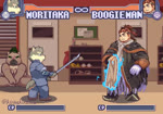 anthro fighting_game fur gameplay_mechanics grey_body grey_fur group gui hair health_bar katana long_hair male melee_weapon ponytail scar sword trio weapon kiringkirishima lifewonders tokyo_afterschool_summoners boogeyman_(tas) moritaka_(tas) yasuyori_(tas) canid canine canis domestic_dog human mammal animated digital_media_(artwork) no_sound pixel_(artwork) pixel_animation short_playtime webm