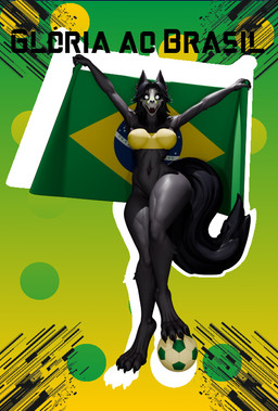anthro ball brazil brazilian_flag clothing crop_top female shirt soccer soccer_ball sport topwear director_peacemark da.nilkaz_(modeler) scp_foundation scp-1471-a scp-1471-a_(da.nilkaz) canid canine canis mammal skulldog_(species) wolf