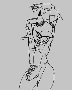 anthro baseball_cap bulge clothing collar furgonomic_headwear furgonomics gloves hands_behind_head handwear hat headgear headwear male raised_arms red_eyes sharp_teeth skinsuit smile solo teeth tight_clothing zipper owy owy_(character) avian bird owl sketch