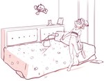 anthro bed bedroom bottomless clothed clothing discarded_clothing eyes_closed eyewear female flat_chested fur furniture genitals glasses hair hooves horn loli markings navel ossicone panties purse pussy solo spots spotted_body spotted_fur tail tail_tuft tuft underwear undressing young young_anthro young_female aogami game_boy game_boy_family nintendo pac-man_(series) pac-man pinky_(novilon) giraffe giraffid mammal 2024 absurd_res black_and_white digital_drawing_(artwork) digital_media_(artwork) hi_res line_art monochrome shaded shaded_line_art