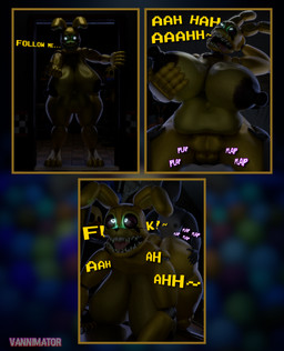 dialogue doggystyle female from_behind_position glowing glowing_eyes machine male male/female nipples puffy_nipples riding sex thick_thighs vannimator five_nights_at_freddy's into_the_pit scottgames spring_bonnie_(fnaf) animatronic lagomorph leporid mammal rabbit robot 2026 absurd_res blender_(artwork) comic digital_media_(artwork) hi_res huge_filesize