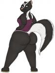 anthro anthrofied big_butt black_body black_fur butt curvy_figure female fur green_eyes solo voluptuous oystercatcher7 dreamworks over_the_hedge stella_(over_the_hedge) mammal mephitid skunk striped_skunk 3:4 hi_res