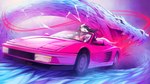 ambiguous_gender anthro black_hair black_nose breasts car clothed clothing collar driving duo eyes_closed female feral fur hair horn inside_car open_mouth pink_clothing pink_shirt pink_topwear shirt smile synthwave teeth tongue topwear vehicle white_body white_fur neotheta ferrari ferrari_testarossa mythology canid canine canis domestic_dog dragon mammal mythological_creature mythological_scalie scalie 16:9 2022 digital_media_(artwork) hi_res widescreen