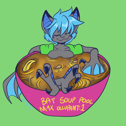 3_toes anthro barefoot bat_wings blue_hair blue_nose breasts dipstick_ears ear_markings eyes_closed feet female grey_body hair inflatable inflatable_armbands membrane_(anatomy) membranous_wings multicolored_ears pool_float sitting smile solo talons text toes winged_arms wings miffix dreamkeepers vanth bat mammal 1:1 2021 english_text hi_res