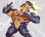 anthro electricity electricity_manipulation elemental_manipulation male multicolored_body multicolored_skin muscular muscular_anthro muscular_male muscular_thighs navel purple_body purple_skin solo two_tone_body two_tone_skin yellow_body yellow_skin pitania4 nintendo pokemon amped_toxtricity generation_8_pokemon pokemon_(species) toxtricity 2025 colored hi_res