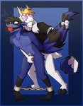 abstract_background anal anal_penetration ankle_cuffs anthro ball_gag ball_grab ball_squeeze ballbusting balls bdsm behind_another biped black_clothing black_feet black_hair black_nose black_shirt black_t-shirt black_topwear blonde_hair blue_body bodily_fluids bondage bottomless bottomless_male bound bovid_horn caprine_horn chain chained_cuffs chastity_cage chastity_cage_only chastity_device chastity_device_only claws clothed clothing cock_and_ball_torture cuff_(restraint) dominant dominant_male duo ears_down erection evil_grin eyewear facial_markings feet forced from_behind_position front_view fur gag gagged genital_torture genitals glasses goat_horn green_eyes hair hands_behind_back head_markings horn male male/male male_penetrated male_penetrating male_penetrating_male markings mask_(marking) metal_chastity_cage metal_cuffs nude open_mouth pain penetration penile penile_penetration penis penis_in_ass pink_eyewear pink_glasses pink_penis pivoted_ears plantigrade raised_tail red_balls restrained_arms restraints round_glasses sex shirt simple_background slim_male smile spiked_chastity_cage spiked_chastity_device standing standing_sex striped_markings striped_tail stripes t-shirt tail tail_grab tail_markings tail_yank tears teary_eyes teeth toe_claws topwear wearing_chastity_cage wearing_chastity_device white_body white_fur wide_eyed zoom_layer yiffy1234 summer_(summerlong) bovid caprine goat mammal procyonid raccoon hi_res watermark
