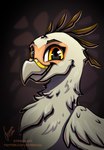 beak feathered_wings feathers feral looking_at_viewer male simple_background smile solo wings stirren mythology vistamage_(oc) accipitriform avian bird gryphon mythological_avian mythological_creature secretary_bird hi_res portrait