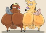 angry anthro ass_to_ass balls beaver_tail big_balls big_butt black_eyes blonde_hair brown_body brown_fur brown_tail buckteeth butt duo fur genitals grey_tail hair half-closed_eyes huge_butt looking_at_viewer looking_back male narrowed_eyes purple_nose rear_view red_nose sharp_teeth smile standing tail teeth thick_thighs yellow_body yellow_fur yellow_sclera furu_flami nickelodeon the_angry_beavers daggett_beaver norbert_beaver beaver mammal rodent 2025 digital_media_(artwork) brother_(lore) brothers_(lore) sibling_(lore)