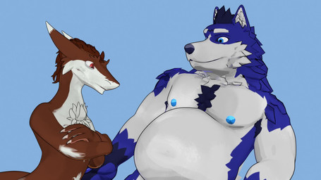 anthro blue_body blue_fur body_shaming brown_body brown_fur dialogue duo fur male slapstick slapstick_humor slightly_chubby slim speech_bubble white_body white_fur cheesy_dingo max_hyper dingo_(cheesydingo) max_hyper_(character) canid canine canis domestic_dog husky mammal nordic_sled_dog sergal spitz 16:9 3d_(artwork) 3d_animation animated digital_media_(artwork) hi_res short_playtime sound video widescreen
