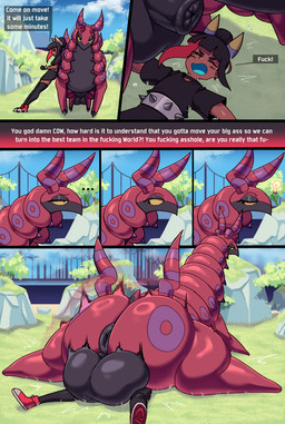 4_eyes anus balls bestiality big_balls big_butt butt clothed clothing dialogue duo ellipsis eyes_closed feral genitals hair hair_bun huge_balls huge_butt humanoid_on_feral interspecies male male/male male_feral multi_eye nude open_mouth penis pokephilia profanity puffy_anus size_difference text cuchuflin nintendo pokemon andre_(cuchuflin) animal_humanoid arachnid arachnid_humanoid arthropod arthropod_humanoid generation_5_pokemon humanoid mammal pokemon_(species) scolipede spider_humanoid 2023 absurd_res comic digital_media_(artwork) english_text hi_res multiple_scenes