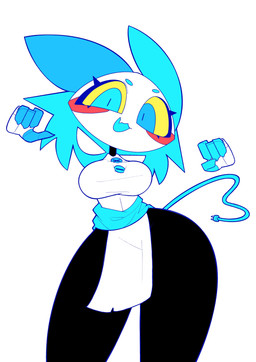 4_fingers anthro big_breasts blue_ears blue_eyes blue_fingers blue_hair blue_mouth blue_tail blush blush_stickers breasts clothing cord_tail eyelashes female female_anthro fingers flesh_fang hair looking_at_viewer open_:3 open_mouth open_smile red_blush simple_background smile solo tail thick_thighs white_background white_body white_clothing wide_hipped_anthro wide_hipped_female wide_hips yellow_sclera hss_dada deltarune undertale_(series) tasque_manager darkner felid feline mammal 2025 absurd_res digital_media_(artwork) hi_res