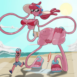 ball beach beach_ball big_breasts bikini bikini_bottom bikini_top bodily_fluids body_hair bottle bottomwear breasts brown_hair camel_toe chest_hair cleavage clothed clothing container duo elastic elastic_body elasticity eyelashes eyewear feet female fingers footwear hair hand_on_head hand_on_hip happy hat headgear headwear heart_pattern huge_breasts huge_hips huge_thighs inflatable larger_female male mostly_nude navel noodle_arms not_furry outside pattern_clothing pink_body pink_hair pubes purse sand sandals seaside shoes size_difference skimpy sky smaller_human smaller_male smile stretchy summer sun sun_hat sunglasses sunscreen sweat swimming_trunks swimwear thick_thighs tight_clothing toes topwear two-piece_swimsuit umbrella water water_bottle wide_hips sanyo2100 mob_entertainment poppy_playtime mommy_long_legs human humanoid living_toy mammal 1:1 2026 absurd_res digital_media_(artwork) hi_res