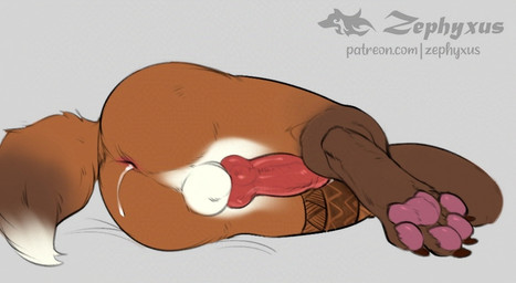 after_anal after_sex animal_genitalia animal_penis anthro anus balls biped bodily_fluids brown_body brown_fur butt canine_genitalia canine_penis claws cum cum_in_ass cum_inside digitigrade dipstick_tail erection faceless_anthro faceless_character faceless_male fur genital_fluids genitals knot knotted_penis leaking_cum leg_markings lying male male_anthro markings multicolored_body multicolored_fur on_side orange_body orange_fur pawpads penis pink_pawpads socks_(marking) solo tail tail_markings text toe_claws white_body white_fur zephyxus canid canine fox mammal 2025 digital_media_(artwork) url