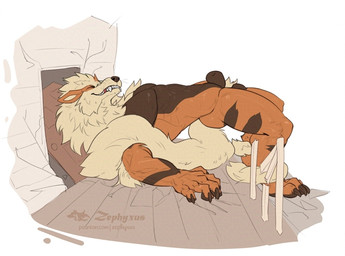 animal_genitalia animal_penis anthro anthrofied ball_tuft balls biceps canine_genitalia canine_penis claw_marks claws erection fangs finger_claws fully_sheathed fur genitals male muscular muscular_anthro muscular_male nude orange_body orange_fur outside penis pokemorph sheath solo tail tan_body tan_fur teeth toe_claws tuft zephyxus nintendo pokemon arcanine canid canine generation_1_pokemon mammal pokemon_(species) 2025
