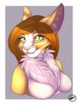 anthro breasts facial_piercing fangs featureless_breasts female looking_at_viewer nose_piercing piercing simple_background smile solo teeth magic_(artist) felid mammal