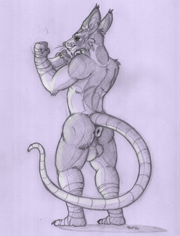 anthro anus backsack balls big_anus big_butt butt casual_nudity elderly fur genitals looking_at_viewer looking_back male markings nude orange_eyes raised_tail rear_view solo tail wraps wraps_only sillywerwolf teenage_mutant_ninja_turtles master_splinter mammal murid murine rat rodent hi_res traditional_media_(artwork)