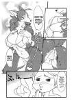 absurd_res anthro blush breasts canid canine canis clothing comic female hi_res human kazuhiro kemono mammal monochrome nipples panties text translated underwear wolf