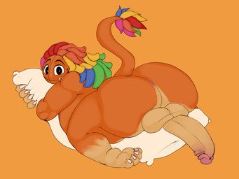 anthro anthrofied anus balls big_butt butt claws genitals hug hugging_object hugging_pillow male penis pillow solo tail cr4zydonuts1 mob_entertainment poppy_playtime yarnaby_(poppy_playtime) felid lion mammal pantherine hi_res