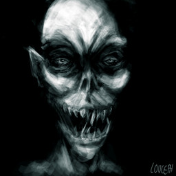 ambiguous_gender bald bared_teeth front_view horror_(theme) humanoid_pointy_ears not_furry pointy_ears sharp_teeth simple_background slit_nostrils solo teeth text louceph humanoid undead vampire 1:1 2019 artist_name bust_portrait detailed digital_media_(artwork) digital_painting_(artwork) hi_res painting_(artwork) portrait signature