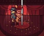 bouncing_breasts breasts clothing cowboy cowboy_hat cowgirl_outfit drunk drunk_sex duo female from_behind_position hat headgear headwear male male/female pole public public_sex sex stripper_pole substance_intoxication storybound undertale_(series) undertale_yellow dina_(undertale_yellow) starlo_(undertale_yellow) armadillo mammal monster xenarthran animated digital_media_(artwork) low_res pixel_(artwork) pixel_animation