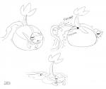 ambiguous_gender belly big_belly enema feral hose hose_inflation inflation lying nude on_front simple_background solo toony white_background longlevy nintendo pokemon generation_5_pokemon pokemon_(species) reptile scalie snivy 2017 black_and_white digital_media_(artwork) line_art monochrome multiple_scenes sketch