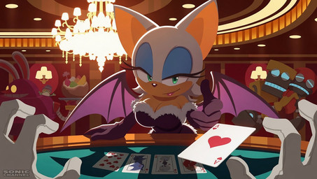 5_fingers ace_of_hearts anthro back_wings big_breasts breasts card casino chandelier cleavage clothed clothing eyelashes female fingers first_person_view green_eyes hair inside jack_of_hearts king_of_hearts lipstick looking_at_viewer machine makeup male membrane_(anatomy) membranous_wings playing_card poker_chip poker_table queen_of_hearts_(card) royal_flush smile ten_of_hearts text white_hair wings michaelthecat third-party_edit sega sonic_the_hedgehog_(series) cubot froggy_(sonic) orbot rouge_the_bat amphibian bat egg_pawn frog mammal robot 2026 english_text