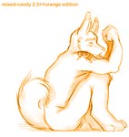 ambiguous_gender anthro arm_tattoo digitigrade feet fur hindpaw nude paws shoulder_tattoo side_view simple_background sitting snout solo tail tattoo white_background latinvixen canid canine mammal colored_sketch digital_drawing_(artwork) digital_media_(artwork) full-length_portrait low_res monochrome orange_and_white portrait shaded sketch