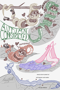 asphyxiation bodily_fluids bottomwear clothed clothing coiling dress duo ear_piercing ear_ring eyelashes eyeshadow fainting female feral footwear helpless high_heels human_prey imminent_death imminent_vore leggings legwear makeup pants piercing ring_piercing saliva shoes suspension text vore fancyfalls nintendo pokemon autumn_science dragonair generation_1_pokemon generation_3_pokemon human mammal milotic pokemon_(species) reptile scalie snake 2:3 english_text
