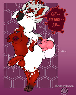 anal anal_penetration anthro balls big_balls big_butt butt dialogue duo foreskin genitals gynomorph gynomorph/male gynomorph_penetrated heart_symbol intersex intersex/intersex intersex/male intersex_penetrated knot knotted_penis looking_pleasured male male_penetrating male_penetrating_gynomorph male_penetrating_intersex nipple_piercing nipples penetration penile penile_penetration penis penis_in_ass piercing sex shortstack speech_bubble text thick_thighs throbbing throbbing_penis tongue tongue_out wide_hips linyxart mythology folfie_winter seraris ailurid canid canine canis deer dragon dragonfruit_(elvche) eastern_dragon fox hybrid mammal mythological_creature mythological_scalie red_panda scalie wolf 4:5 english_text hi_res