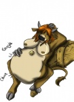 anthro bell belly belly_expansion breasts brown_hair expansion female hair hooves inflation nipples nude solo vore vashy_wings eleanor_(queue) bovid bovine cattle mammal