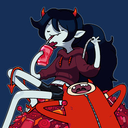 2_horns ambiguous_gender belt bite_mark bite_mark_on_neck bottomwear candy clothing crop_top dessert duo eating eating_food fanged_bite_mark fanged_bite_mark_on_neck fangs female food hoodie horn navel not_furry open_mouth shirt shorts sitting smile spade_tail tail teeth toony topwear vampire_bite discount-supervillain adventure_time cartoon_network finn_the_human marceline_abadeer demon demon_humanoid human humanoid mammal vampire 1:1