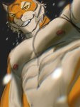 abs anthro looking_at_viewer low-angle_view male muscular muscular_male nipples nude solo eljotafurro epic_games fortnite oscar_(fortnite) felid mammal pantherine tiger 3:4 hi_res