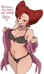 anthro big_breasts bra breasts clothing ear_piercing ear_ring female female_anthro hair holidays hoop_ear_ring lingerie mature_anthro mature_female panties piercing red_hair ring_piercing simple_background solo text underwear undressing white_background wide_hips lightsource disney goof_troop mother's_day peg_pete canid canine canis domestic_dog mammal 2025 digital_media_(artwork) english_text hi_res portrait three-quarter_portrait