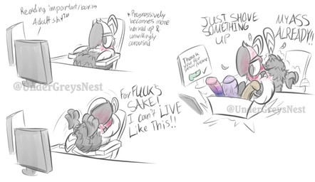 angry anthro aroused beak blush box buttplug chair cheek_tuft computer container desk dildo electronics facial_tuft feathers feet frustrated furniture head_feathers head_tuft imminent_masturbation male motion_lines on_chair plug_(sex_toy) ruffled_feathers sex_toy sexual_frustration sitting sitting_on_chair solo table tail tail_feathers talons text toes toony toony_eyes tuft undergreysnest bird_(undergreysnest) avian bird colored_sketch english_text hi_res sequence sketch watermark